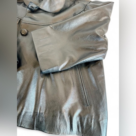 CHESTER Black soft Lambskin/Kid Leather Jacket, wide sleeves, cape illusion - Picture 9 of 12